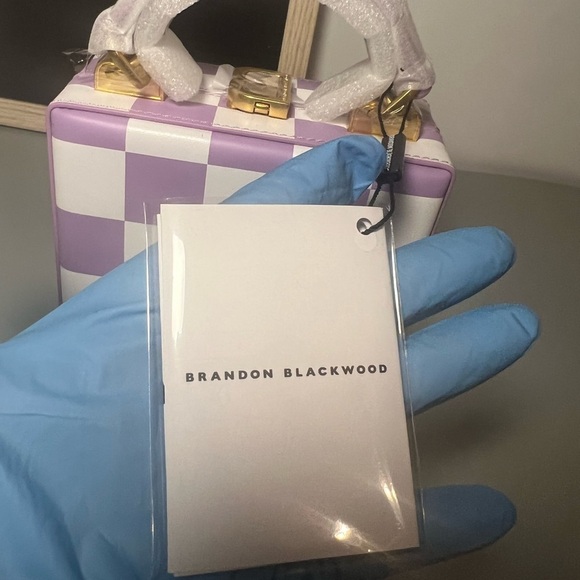 Brandon Blackwood mini purple check print Kendrick trunk - Picture 11 of 12